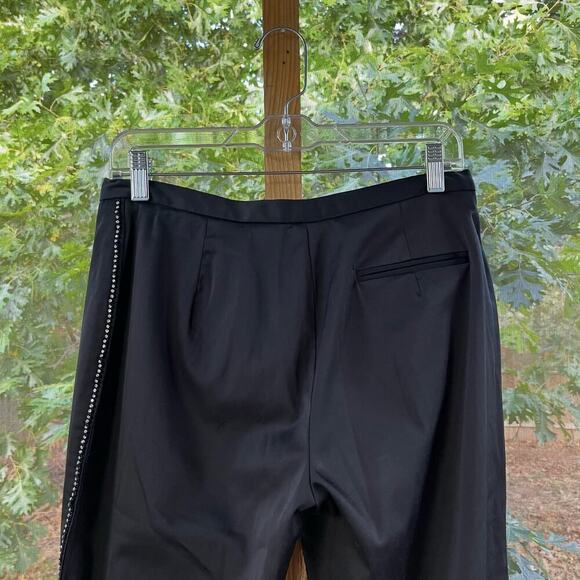 Express Women's Black Vintage Sateen Pants Rhinestones 1990's Y2K Era Size 9/10 - Picture 4 of 10